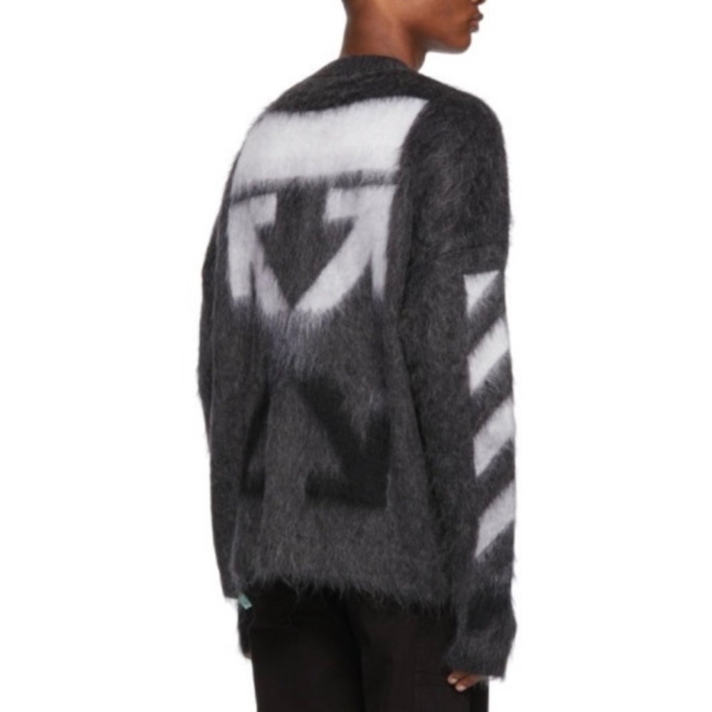 Off-White Mohair Arrows Logo Sweater Grey White Virgil Abloh Made in Italy Large